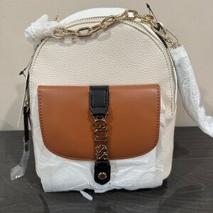 GUESS Cream and Tan Backpack with Black Accent